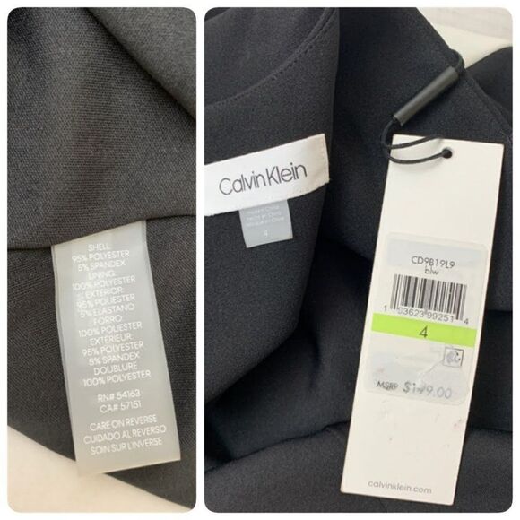 CALVIN KLEIN Womens Long Gown Dress CD9B19L9 Size 4 Black Sleeveless V Neck Maxi - Picture 8 of 9